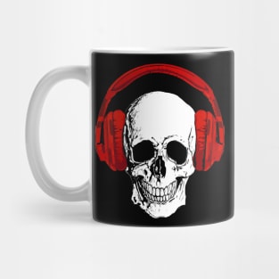 Skull with vintage red headphones Mug